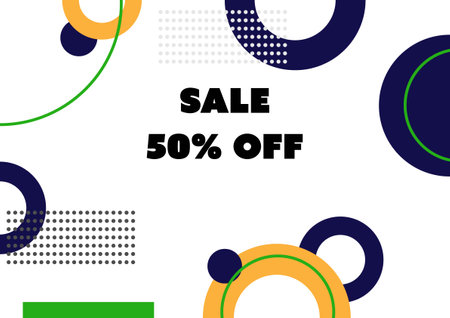 Blue, green, and yellow circles abstract on a white background. For cover, sale, book, web, presentation, and card.のイラスト素材