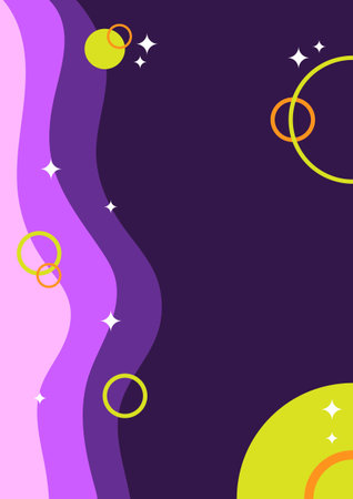 Yellow circles abstract on a purple background. For cover, book, web, presentation, and card.のイラスト素材
