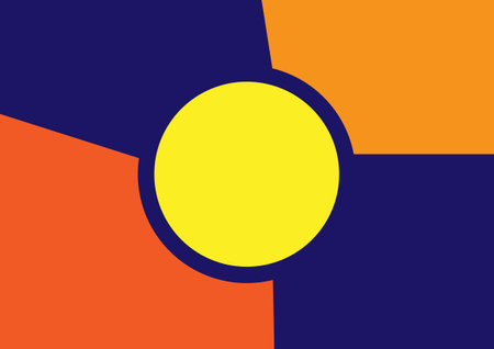 Vibrant abstract for background. Orange, yellow, and blue geometric shapes for banners, cover, and artwork design.のイラスト素材