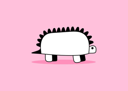 Black and white cute dinosaur on a pink background, doodle style.のイラスト素材