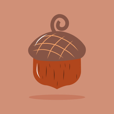 Acorn isolated on a brown background.のイラスト素材