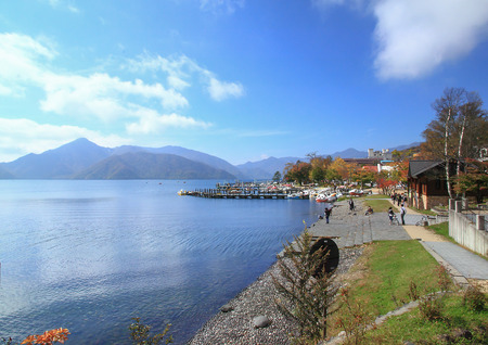 Autumm at Shuzenji Lake in Japanの写真素材