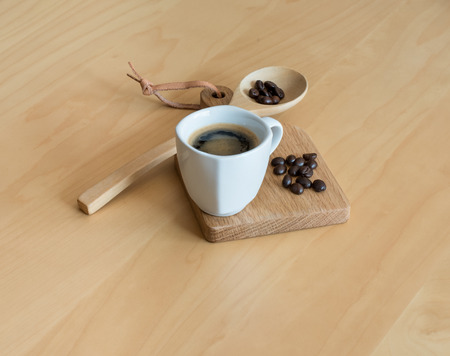 Hot coffee with coffee beansの写真素材