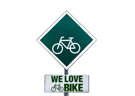isolated bike sign on white backgroundの写真素材