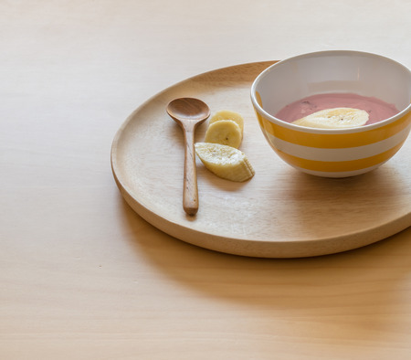 yogurt is  healthy food on the tableの写真素材