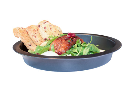 sausage salad on isolated backgroundの写真素材