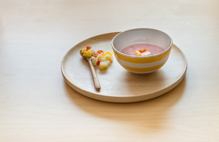 yogurt is  healthy food on the tableの写真素材