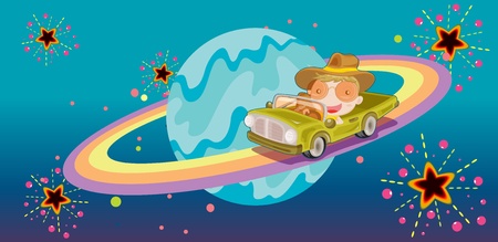 driving around the worldのイラスト素材