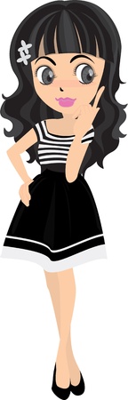 Illustration of A Girl on white backgroundのイラスト素材
