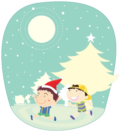 Illustration of kids playing at christmasの写真素材