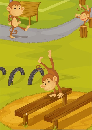 Illustration of  a cartoon monkey on whiteの写真素材