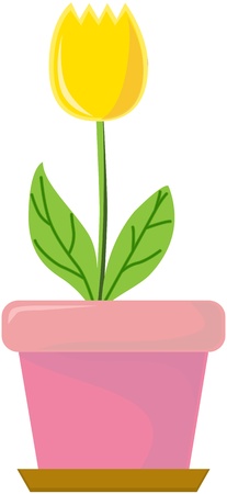 illustration of plant and pot on whiteのイラスト素材
