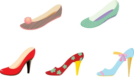illustration of various shoes on whiteのイラスト素材