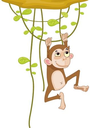 Illustration of a monkey on a vineのイラスト素材