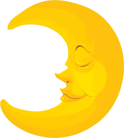 illustration of moon on whiteのイラスト素材