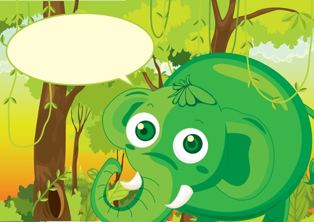Illustration of  a cartoon elephant on whiteのイラスト素材