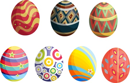 illustration of  decorative eggs on whiteのイラスト素材