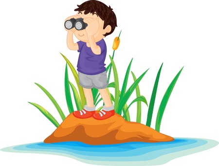 Illustration of  boy on island のイラスト素材