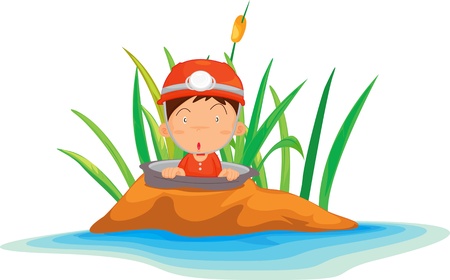 Illustration of  boy on island のイラスト素材