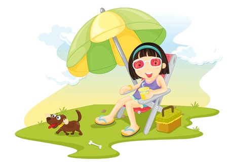 illustration of a girl  on whiteのイラスト素材