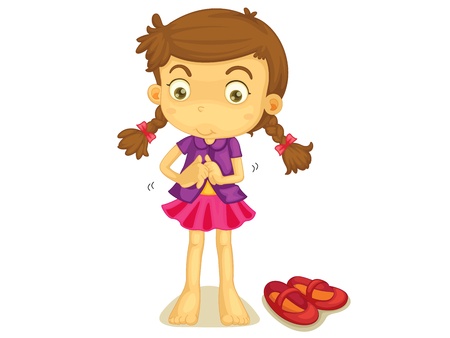 Illustration of a girl getting dressedのイラスト素材