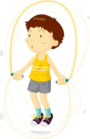 Boy using jump rope to trainのイラスト素材