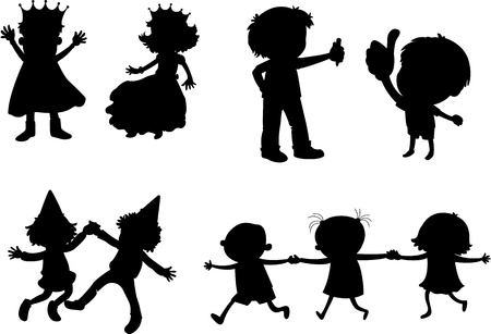 illustration of images of kids on whiteのイラスト素材