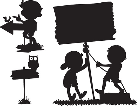 illustration of shadows of different cartoonsのイラスト素材