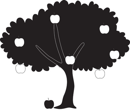 illustration of shadow of apple treeのイラスト素材