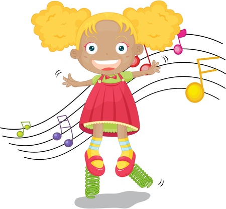 illustration of girl singing on springsのイラスト素材
