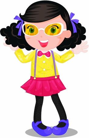 Well dressed girl with glasses and bow-tieのイラスト素材