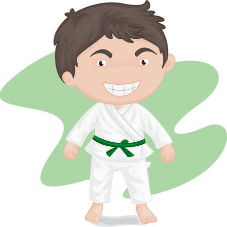 illustration of boy playing koong-foo-karateのイラスト素材