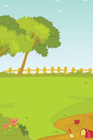 illustration of garden landscapeの写真素材