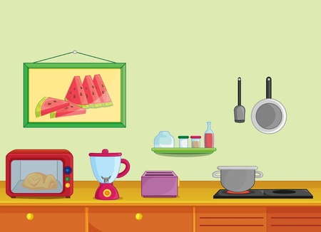 Illustration of kitchen with utencilsの写真素材