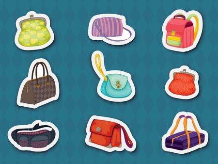 Illustration of handbag sticker iconsのイラスト素材