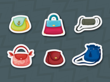 Illustration of handbag sticker iconsのイラスト素材