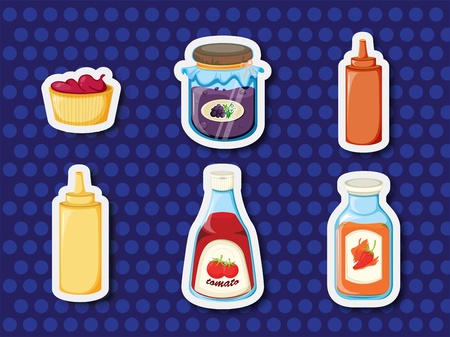 Illustration of stickers of foods and spreadsのイラスト素材