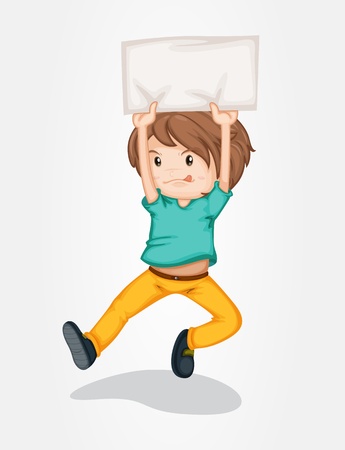 Illustration of boy holding a bannerのイラスト素材