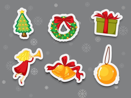 Illustration of christmas present stickersのイラスト素材