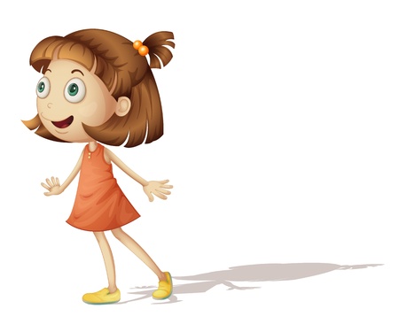 Illustration of a young girl looking overのイラスト素材