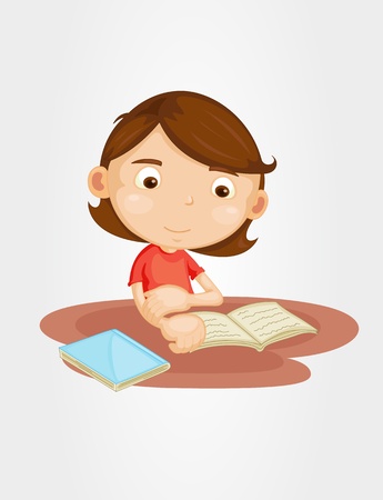 Illustration of a girl readingのイラスト素材