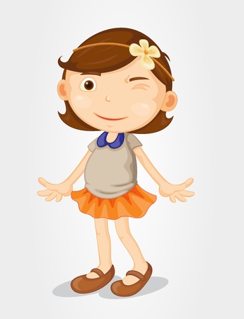 Illustration of a cute girl on whiteのイラスト素材