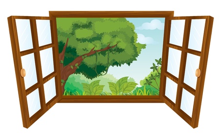 isolated window to nature sceneのイラスト素材