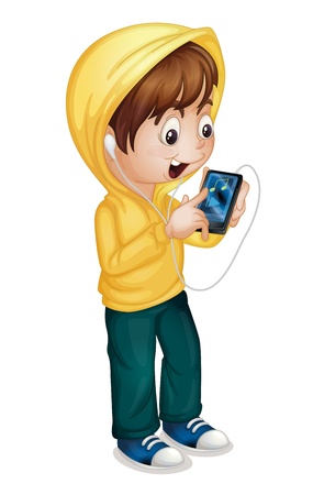 Illustration of  boy using a tablet pcのイラスト素材