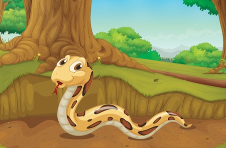 Cute snake sliding on the groundのイラスト素材