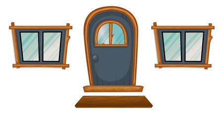 Isolated windows and a door on whiteのイラスト素材
