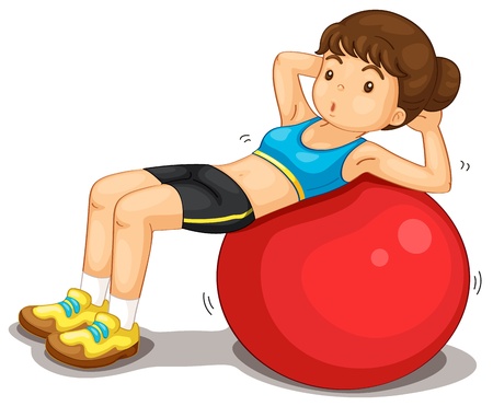 Fitness girl exercising doing situpsのイラスト素材