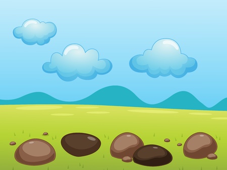 illustration of rocks in a fieldのイラスト素材