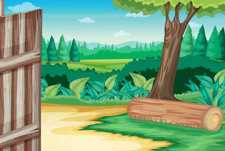 Barn door open at farm sceneのイラスト素材