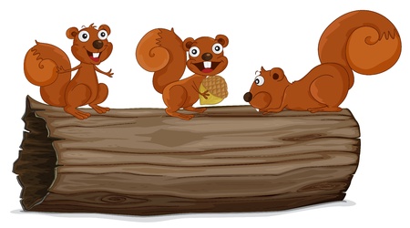 Illustraiton of squirrels on a logのイラスト素材
